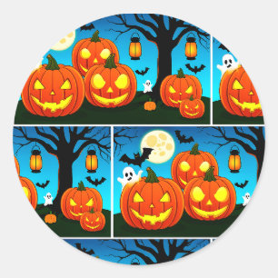 Halloween-Geister, Kürbis, Fledermäuse Runder Aufkleber