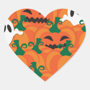Halloween-Geister Kürbis-Plantage Herz-Aufkleber