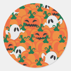 Halloween-Geister Kürbis-Plantage Runder Aufkleber