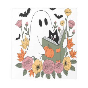 Halloween-Geister-Lesebuch Katze Notizblock