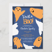 Halloween-Geister orange-blaue Babydusche Einladung (Vorderseite)