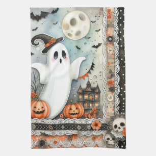Halloween-Geister-Patchwork Geschirrtuch