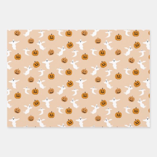 Halloween-Geister, Pumpkins, Ravens und Herbstfoli Geschenkpapier Set (Vorderseite 2)