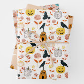 Halloween-Geister, Pumpkins, Ravens und Herbstfoli Geschenkpapier Set (Beispiel)