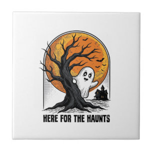 Halloween-Geister-Shirt Vintage Grusel Mond Design Fliese