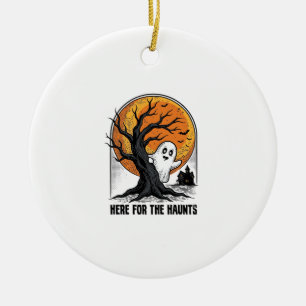 Halloween-Geister-Shirt Vintage Grusel Mond Design Keramik Ornament