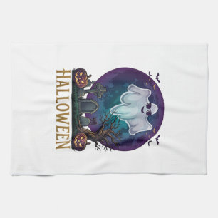 Halloween-Geister-Sonnenbrille Lila Mond Friedhof_ Geschirrtuch