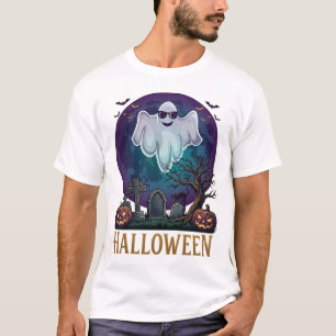 Halloween-Geister-Sonnenbrille Lila Mond Friedhof_ T-Shirt