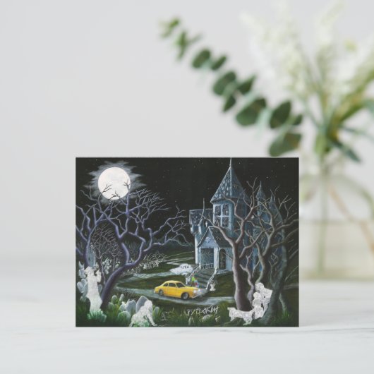 Halloween, Geister, Spuk, Haus, Herrenhaus Postkarte (Stehend Vorderseite)