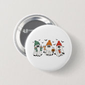 Halloween Geister trinken Kaffee Herbstfarben _1 Button (Vorne & Hinten)