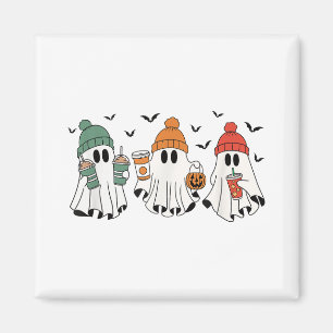 Halloween Geister trinken Kaffee Herbstfarben _1 Magnet