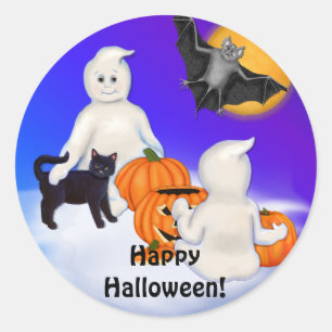 Halloween Geister und Freunde Runder Aufkleber