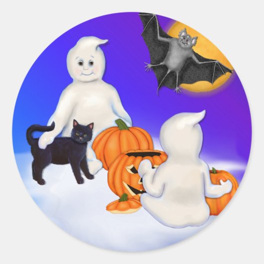 Halloween Geister und Freunde Runder Aufkleber (Vorderseite)