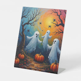 Halloween-Geister und Spinnen Sockelschild