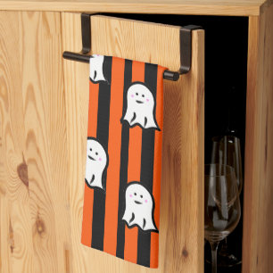 Halloween-Geister und Streifen Geschirrtuch
