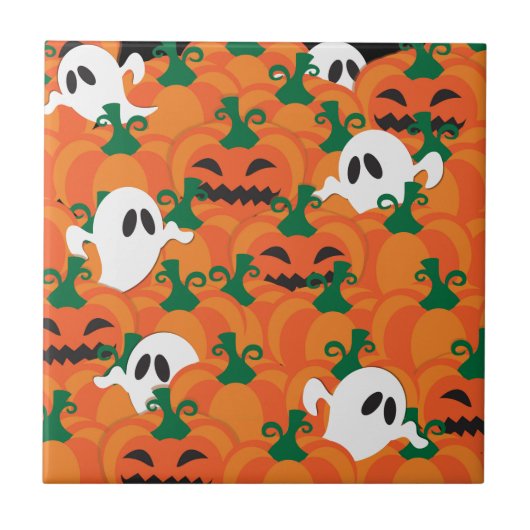 Halloween-Geister Verzauberter Kürbis-Patch Fliese (Vorderseite)