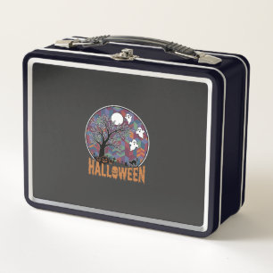 Halloween Geisterbaum Geister und schwarze Katze Metall Brotdose