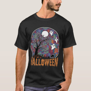 Halloween Geisterbaum Geister und schwarze Katze T-Shirt