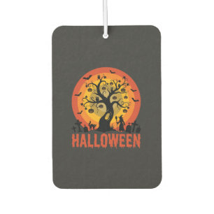 Halloween Geisterbaum Hexe und schwarze Katzen Autolufterfrischer