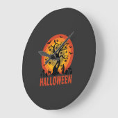 Halloween Geisterbaum Hexe und schwarze Katzen Große Wanduhr (Winkel)