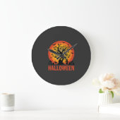 Halloween Geisterbaum Hexe und schwarze Katzen Große Wanduhr (Zuhause)