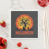 Halloween Geisterbaum Hexe und schwarze Katzen Serviette (Beispiel)