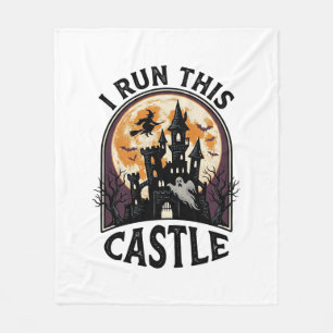 Halloween Geisterburg Hexe Mond Vintage-Shirt_ Fleecedecke