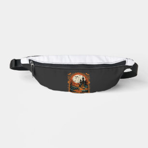 Halloween Geisterburg Kürbismond Vektorgrafik Bauchtasche
