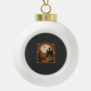Halloween Geisterburg Kürbismond Vektorgrafik Keramik Kugel-Ornament
