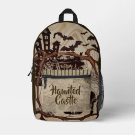 Halloween, Geisterburg, Vintage  Bedruckter Rucksack