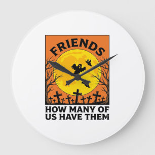 Halloween-Geisterfreunde Lustig Vintage-Horror_1 Große Wanduhr
