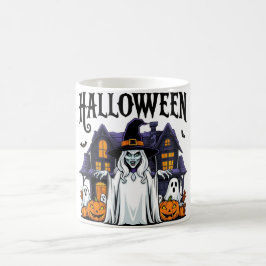 Halloween-Geisterhaus, Kürbisse, Hexen, Fledermäus Kaffeetasse