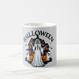 Halloween-Geisterhaus, Kürbisse, Hexen, Fledermäus Kaffeetasse