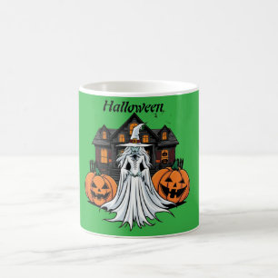 Halloween-Geisterhaus, Kürbisse, Hexen, Fledermäus Kaffeetasse