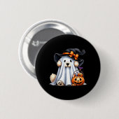 Halloween-Geisterhund Button (Vorne & Hinten)