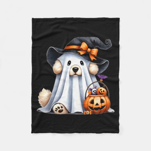 Halloween-Geisterhund Fleecedecke (Vorderseite)