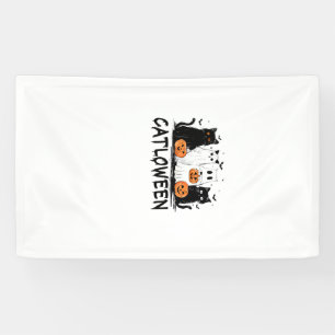 Halloween-Geisterkatze Catloween Lustige schwarze Banner