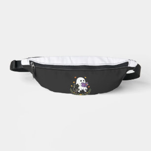 Halloween-Geisterkatze liest Buch Florales Design_ Bauchtasche