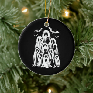 Halloween-Geisterkatzenliebhaber Herbst Gruselige  Keramik Ornament