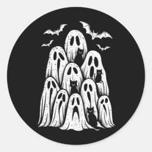 Halloween-Geisterkatzenliebhaber Herbst-Gruselige- Runder Aufkleber