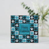 Halloween-Geistermosaik Einladung (Stehend Vorderseite)