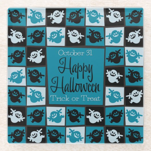 Halloween-Geistermosaik Glasuntersetzer (Vorderseite)