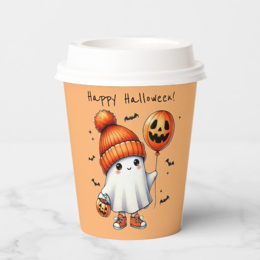 Halloween-Geisterpapiertasse Pappbecher (Rückseite)