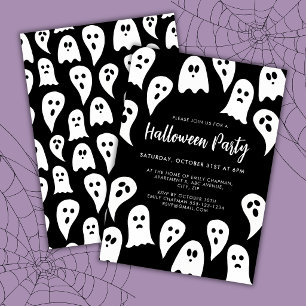 Halloween-Geisterparty schwarz und weiß Einladung