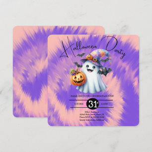 Halloween-Geisterparty-Tie-Dye-Handzeichnung  Einladung
