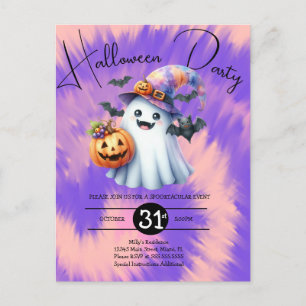 Halloween-Geisterparty-Tie-Dye-Handzeichnung  Einladungspostkarte
