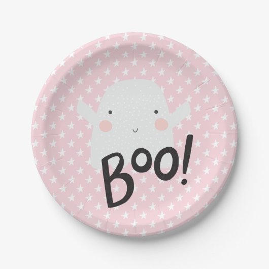 Halloween-Geisterplatten in Rosa Pappteller (Vorderseite)
