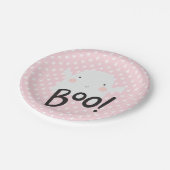 Halloween-Geisterplatten in Rosa Pappteller (Schrägansicht)