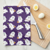 Halloween-Geistertrick oder -Behandlung Geschirrtuch (Viertel Falte)