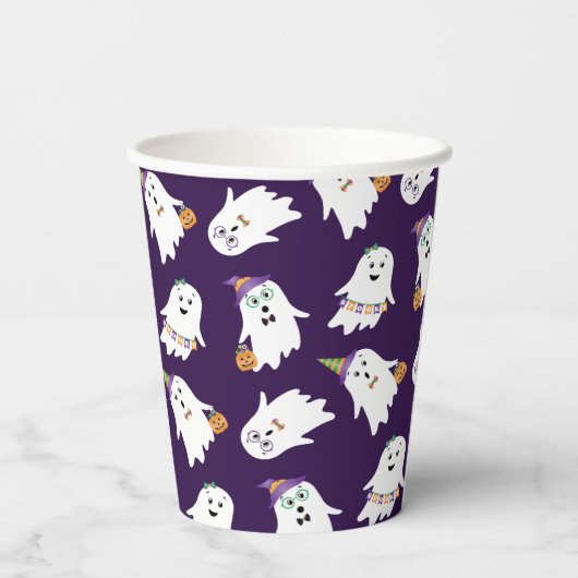 Halloween-Geistertrick oder -Behandlung Pappbecher (Rückseite)